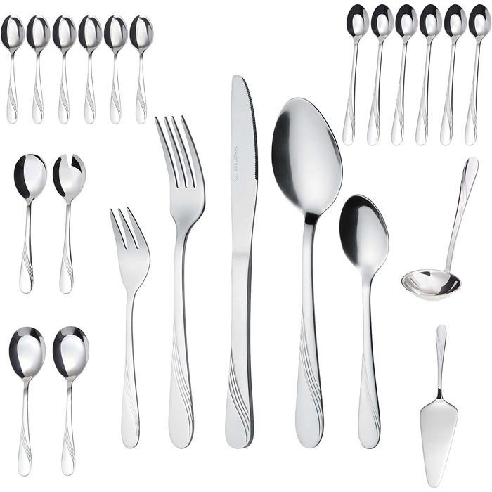 GRÄWE Cutlery Set for 6 People, 48-Piece - Flatware with Serving Pieces made of Stainless Steel, Rust-Proof, Nickel-Free - STRALSUND Series