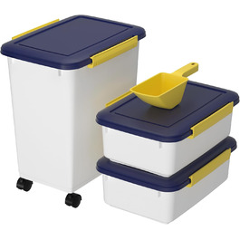 Контейнер для корму для собак Cetomo, 10L*2+32L, 3.5kg*2+12kg, з роликами, герметичний, білий