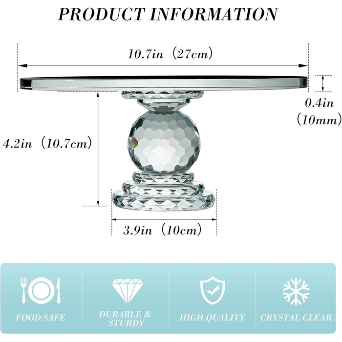 Тортниця скляна з ніжкою, діаметр 27 см, прозора - Uten