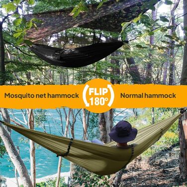 Гамак-москітна сітка NATUREFUN, 300 кг, 275x140 см, армійний зелений