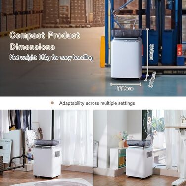 Електричний осушувач повітря 70л/день з авто-режимом та шлангом для підвалу, ванної кімнати, спальні до 150㎡. Осушувач з цифровим дисплеєм, захистом від плісняви, 360° колесами, тихий 40dB, білий (бежевий)