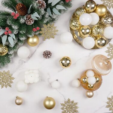 86 шт. прикраси для ялинки SY CRAFT: ялинкові кулі, сніжинки, подарункові пакети (золотий)