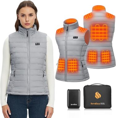 Електрична гріюча жилетка Daen з Powerbank 16000mAh 7.4V, сіра (S), для їзди на велосипеді та outdoor-роботи