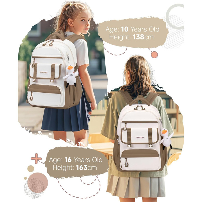 Шкільний рюкзак для дівчинки 2 в 1, для 3-7 класів, підлітковий, з сумкою через плече, 45 см, коричневий