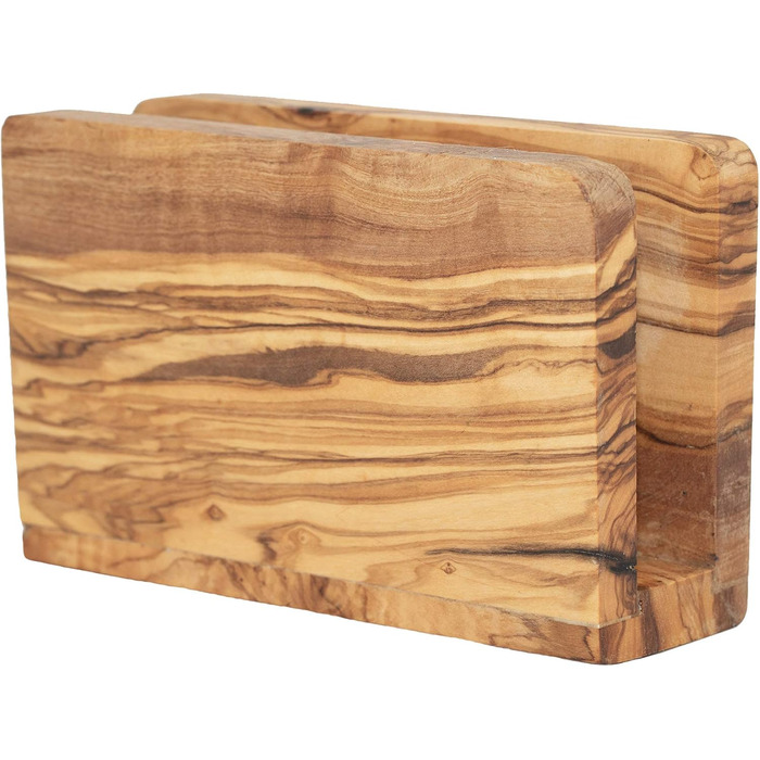 High-quality napkin holder made of sustainable olive wood from NATUREHOME – Exclusive, durable, and eco-friendly napkin dispenser wood standing 16 x 10 x 5 cm