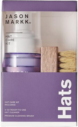 Jason Markk Hat Care Kit, 4 oz / 118ml Foam Cleaner, Premium Cleaning Brush, effectively cleans caps, safe on all materials, specially developed for cotton, wool, felt & more, fragrance-free