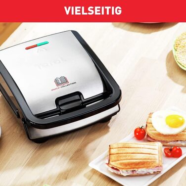 Tefal Snack Collection 4-Piece Set SW854D | Combination Appliance | Includes 4 non-stick plate sets | Dishwasher safe | Panini, waffles, sandwich, sweet pastries | 700W | Black/Stainless steel