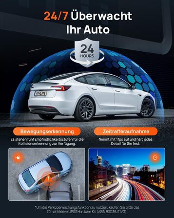 Відеореєстратор 70mai A800SE: 4K UHD + 1080p, GPS, WiFi, Dual, 128GB SD, HDR, ADAS, Нічне бачення, Паркування 24/7, 3