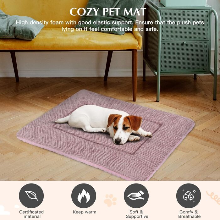 Килимок для собак Vejaoo XZ016: м'який, миючий, рожевий, 100 x 80 x 4 см