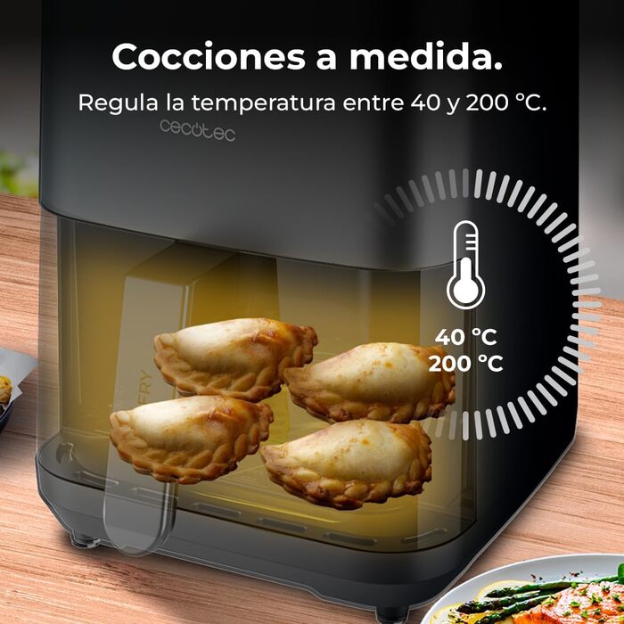 Cecotec Oil-Free Hot Air Fryer - 4L - Grill Plate - Grill - Double Heating Elements - Cecofry & Grill Duoheat 4000. 1900W, Movable Divider, Temperature Control 40-200°C, 10 Menus