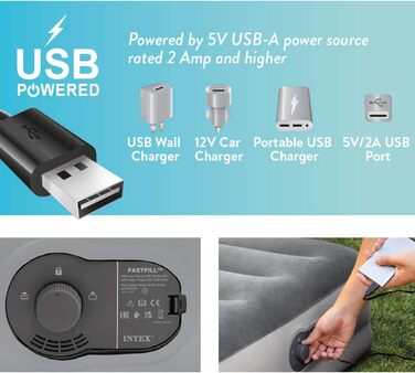 Надувне ліжко Intex Twin Dura-Beam Comfort з USB-насосом, розмір: 99 x 191 x 36 см (64157)