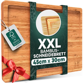 Loco Bird Cutting Board Wood 45x30x2cm – Large Wooden Board for the Kitchen, Cutting Board with Juice Groove, Knife-Friendly Wooden Cutting Board, Bamboo Board, Cutting Board Wood, Chopping Board, Kitchen Board