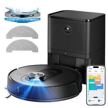 Робот-пилосос Proscenic Q8 Max+ з функцією миття, 8000Pa, 200 хвилин роботи, 3L пилозбірник, Lidar-навігація, уникнення перешкод, керування через додаток та голосове управління, для твердих поверхонь та килимів