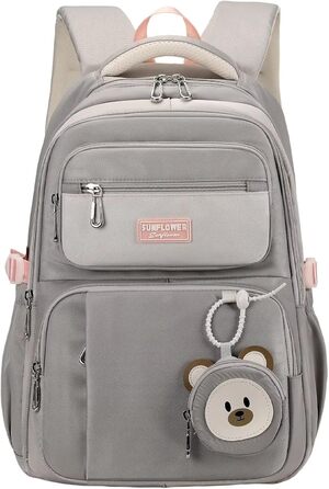 Шкільний рюкзак для підлітків (дівчаток та хлопців) - водонепроникний, великий, для школи та подорожей (сірий)