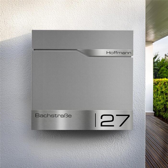 Поштовий ящик Metzler з газетницею та табличкою з нержавіючої сталі V2A, сучасний, стійкий до іржі, сірий алюміній Ral 9007, 10 років гарантії на запчастини, з вікном огляду Siebert