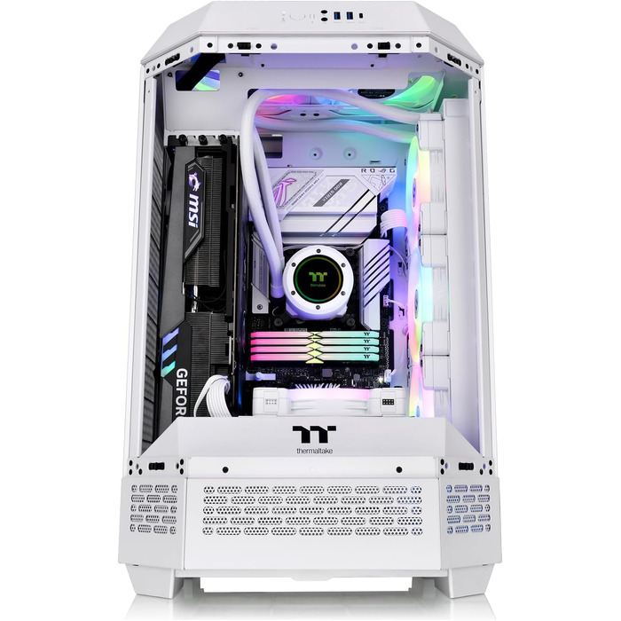 Корпус ПК Thermaltake The Tower 300 Snow (Білий) Micro Tower, Micro-ATX/mini-ITX, вертикальний дизайн, 3x Tempered Glass, 2x140mm PWM вентилятори, підтримка радіатора до 420mm, опціональний кріплення для стійки