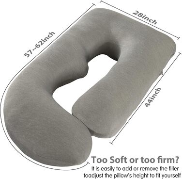Подушка для вагітних Elover U-подібної форми, 144 см, знімний чохол, охолоджуючий матеріал, підтримка для вагітних