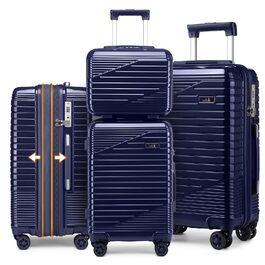 Набір валіз Sea Choice 4 в 1: S/M/L/XL, жорсткий корпус, PC, ручна поклажа, Beautycase, розширюваний, з YKK, TSA-замок, 4 колеса, темно-синій