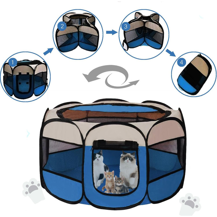 Клітка-забіг для цуценят та котів 114x114x59 см, клітка для тварин в квартиру, забіг для собак та котів, вольєр для кроликів та інших дрібних тварин (сірий)