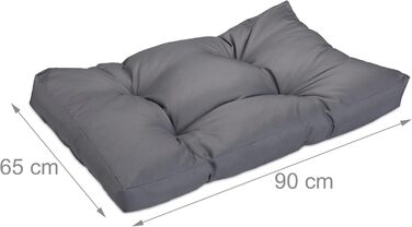 Крісло-ліжко для собак Relaxdays, 110 x 90 см, м'який лежак для великих собак, вологостійкий, можна прати, лежанка для тварин (Сірий, L 65 x B 90 x H 10 см)