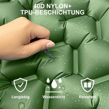YOUXIU Self-Inflating Camping Mat - Lightweight, Waterproof Sleeping Pad with Foot Pump - Ideal for Hiking, Travel & Tent Use (Green)