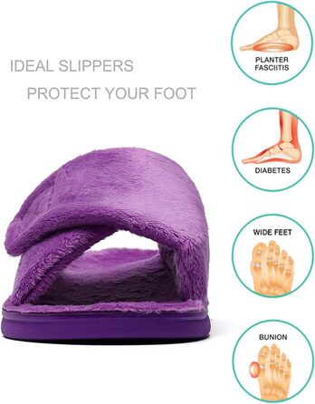 Тапочки жіночі SOLLBEAM з підтримкою склепіння стопи, ортопедичні, з підсиленими п'ятками, сандалії, 44.5 EU, фіолетовий