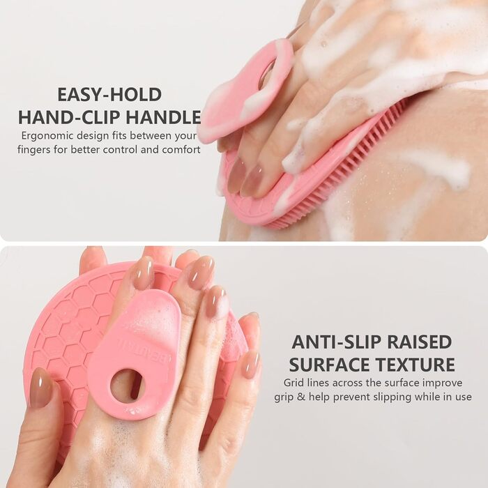 Силіконова щітка для тіла - скрабер для душу, м'які щетинки, для жінок, чоловіків, дітей, чутлива шкіра, 1 шт. (чорний+рожевий+зелений)