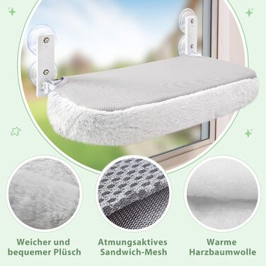 GUUSII Cat Window Perch - Cat Bed, Window Hammock, Cat Hammock, Cat Window Seat, Cat Window Lounger, Foldable Cat Window Bed, Cat Window Hammock Bed - Up to 18kg (Gray, M)