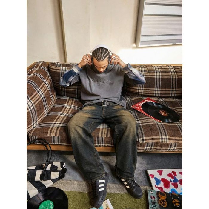 Чоловічі джинси Baggy JMIERR Y2K Wide Leg Denim Streetwear Raw Loose Fit Hip Hop XL (Брудний синій)