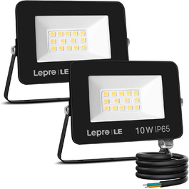 Lepro 50W LED Flood Light Outdoor 2 Pack, 4250LM Super Bright Outdoor Floodlights, IP65 Waterproof LED Floodlight, 5000K Cool White Spotlight, Outdoor Light for Garden, Courtyards, Garage, Hotel, Sports Field (10 Watt)