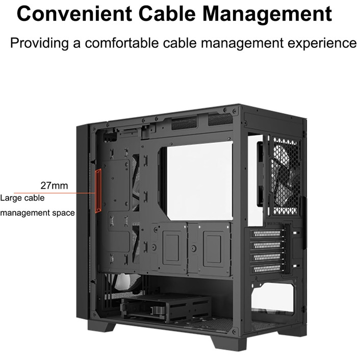 Корпус PCCOOLER C3T500 ARGB Tower ATX з 6 вентиляторами ARGB, сумісний з RTX 40 Series, подвійні скляні панелі, безрамна конструкція (Чорний)