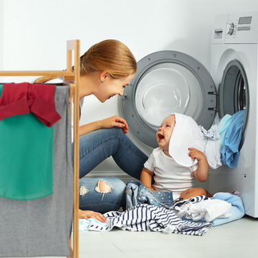 Relaxdays Laundry Basket with 2 Compartments and Storage