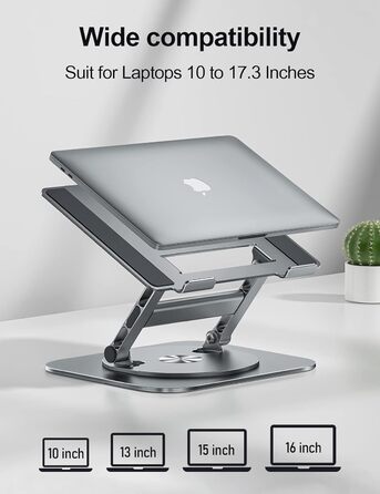 MCHOSE Adjustable Laptop Stand - Ergonomic Aluminum Laptop Riser for Desk - 360° Rotation - Compatible with MacBook Air & 10-17