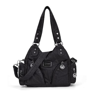 Сумка жіноча TIAASTAP Klein City Bag вінтаж чорна шкіряна через плече Hobo Bag з багатьма відділеннями