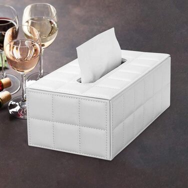 KINGFOM Коробка для серветок прямокутна для дому/офісу/автомобіля (Біла)
