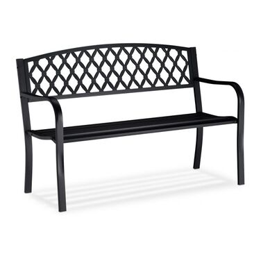 Relaxdays Metal Garden Bench with Wicker Pattern
