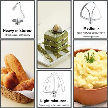 Кухонна машина DOBBOR 9,5 л, 1500 Вт, міксер з планетарною системою, насадки для замішування та збивання, 7 швидкостей, тиха, багатофункціональна, чорна