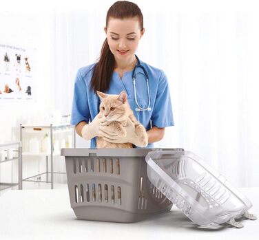 Транспортний бокс для котів Transportbox Katze Open Top - блакитний, 49 x 34 x 32 см