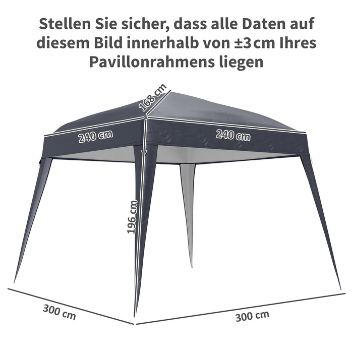 Outsunny Replacement Canopy Top for Gazebo 3x3m, Water-Repellent, Stable, Winter-Proof - Pavilion Roof for Pop-Up Gazebo, Storm-Resistant Party Tent, Replacement Cover with Single Roof Canopy for Garden Gazebo, Dark Grey | Aosom