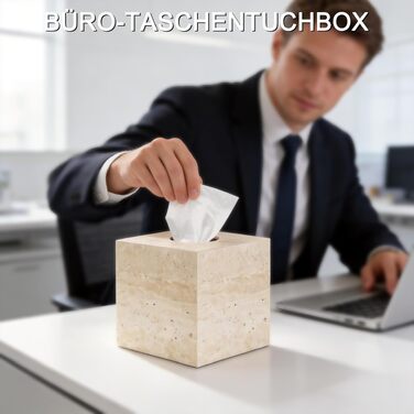 Тримач-коробка для серветок з натурального травертину, квадратна, бежева