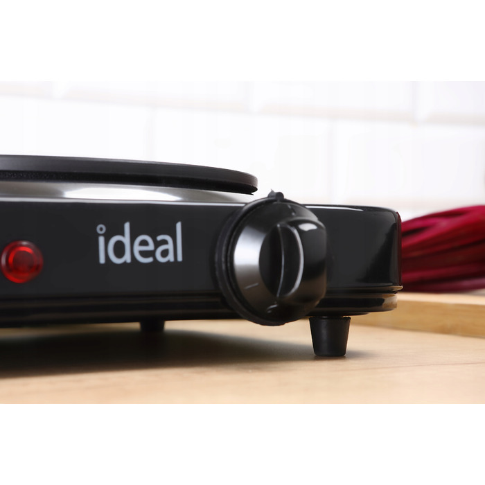Переносна плитка IDEAL на 2 конфорки, чавунна, чорна, 2600 Вт