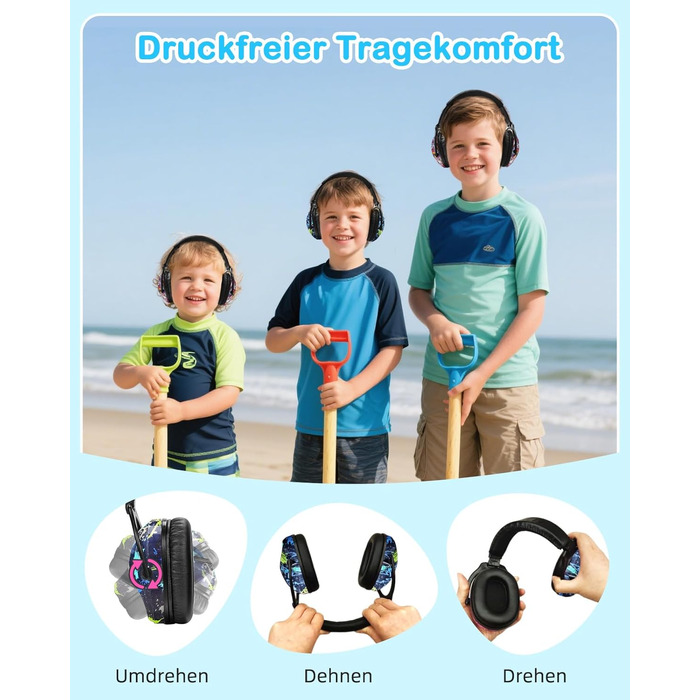 Навушники шумоізоляційні дитячі ZOHAN 030, 3-18 років, для дітей з аутизмом, для школи та концертів, регульовані