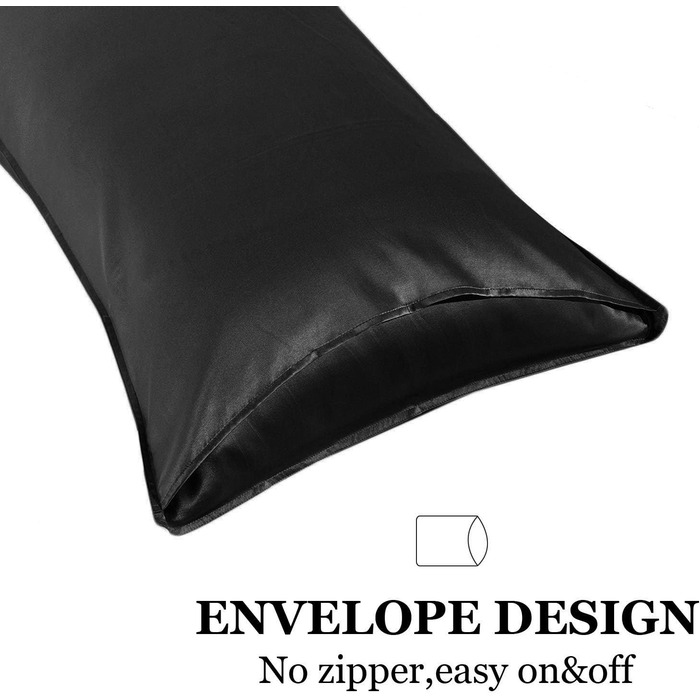 Silk 22 Momme Silk Pillowcase Set of 2, 100% Mulberry Silk Pillowcase for Hair and Skin with Envelope Closure, Soft and Smooth Silk Pillowcase, 50 x 66 cm Black