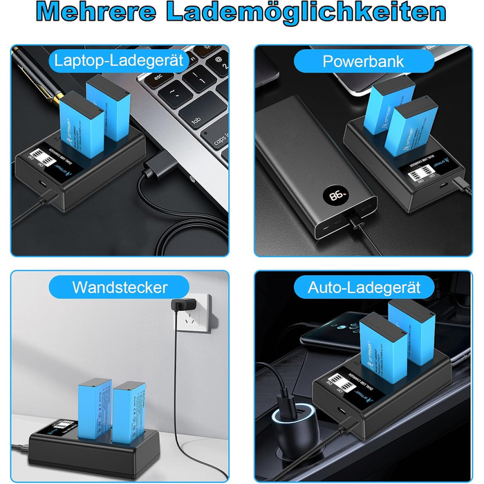 Акумулятор LP-E17 1300mAh та зарядний пристрій LED Dual USB для Canon Rebel SL3, SL2, T8i, T7i, T6i, T6s, EOS R10, R50, R8, RP, M3, M5, M6, 200D, 77D, 750D, 760D, 800D, 8000D (2 шт.)