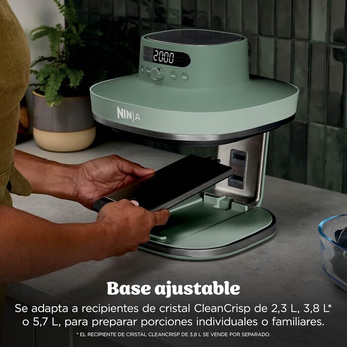 Скляна аерофритюрниця Ninja CRISPi PRO XL з 5 функціями, мохово-зелена