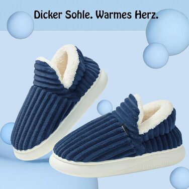 Тапочки зимові для жінок та чоловіків, теплі, закриті, з плюшем, м'які, зручні, елегантні, з антиковзким покриттям, з memory foam, розмір 40/41 EU, темно-синій