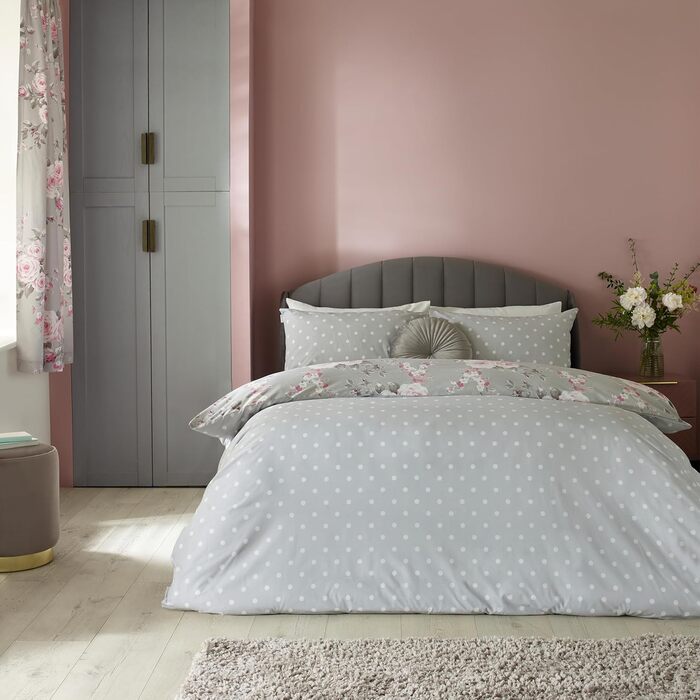 Комплект постільної білизни Catherine Lansfield Canterbury Floral, сірий, односпальний (90x200 см), з наволочкою