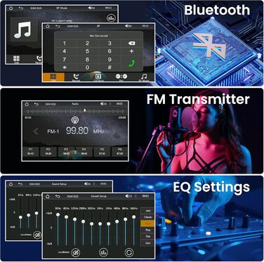 Портативне автомобільне радіо Rimoody 7'' з IPS-дисплеєм, Bluetooth, CarPlay, Android Auto, FM-трансмітером, GPS, голосовим управлінням, USB/AUX/TF для авто 7-32В