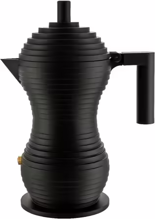 Еспресо-кавоварка Alessi Pulcina MDL02/3 BB, алюмінієва, 3 чашки, чорна, дизайнерська, з ручкою та кнопкою з поліаміду
