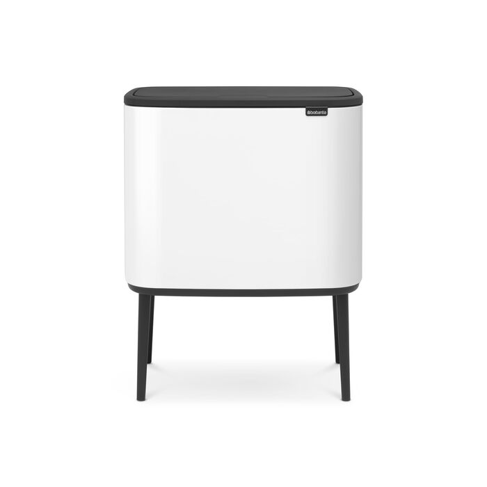 Сміттєвий бак Brabantia Bo Touch Bin 36 л, металевий, білий, з внутрішнім відром (54 x 32 x 68 см)